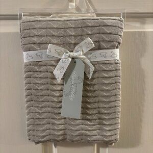 Baby 100% Cotton Knit Wave Pattern Linen Color Blanket ~ 30X40 ~ NIP